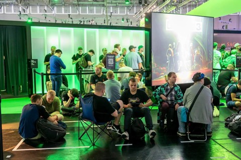 Gamescom, the world's largest trade fair for video and computer games, queue in front of the stands