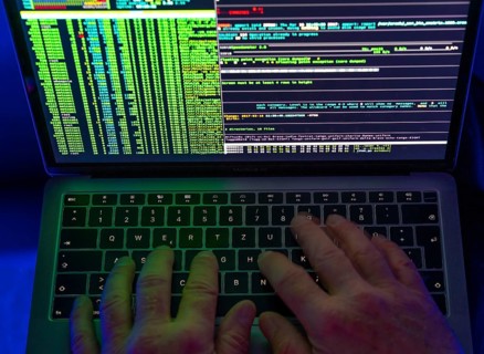 Symbolic image cyber attack, computer crime, cybercrime, computer hackers attack a network,