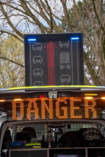 Police car, motorway police, Mercedes Benz Vito, with special warning technology, LED strip lights,