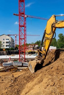 Construction site of the Rübogen housing project in Essen-Rüttenscheid, where 100 condominiums are
