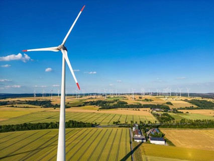 Wind farm near the East Westphalian town of Energiestadt Lichtenau, south of Paderborn, North