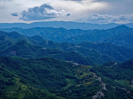 Mountain landscape in the Foreste Casentinesi National Park in the Apennines in Romagna. Gamberini,