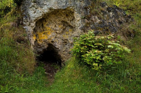 Rock cave, dolomite rock, sea of rocks, Wental, Barholomä, Swabian Alb, Baden-Württemberg, Germany,