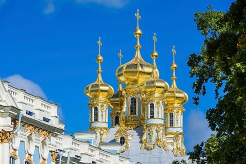 Catherine Palace in Pushkin is a rococo palace, summer residence of the tsar