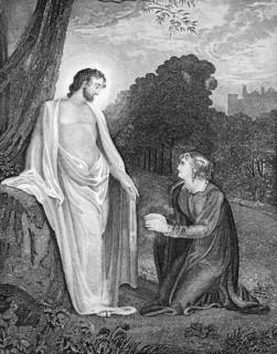 Christ appears to Mary Magdalene, park landscape, Gospel of John chapter 25, New Testament, Bible,