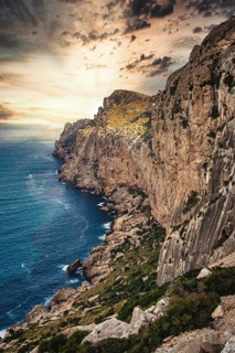 Sunset at Cap Formentor, sea coast, Port de Pollenca, Serra de Tramuntana, Majorca, Balearic