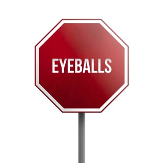 Eyeballs, red sign isolated on white background