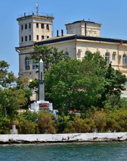 Sevastopol, Crimea, July 3, 2019. The building of Naval Hospital, founded in 1783 and monument to a
