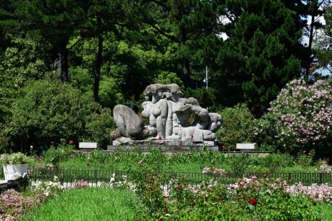 Sochi, Russia, June 5. 2018 sculpture Adam and Eve in the arboretum, Europe