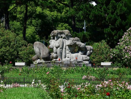 Sochi, Russia, June 5. 2018 sculpture Adam and Eve in the arboretum, Europe