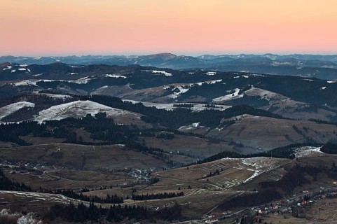 Panorama of Carpathian mountains hills, Ukraine, Europe