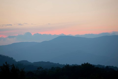 Smoky mountains sunset. Great Smoky Mountain National Park, Tennessee, USA, North America