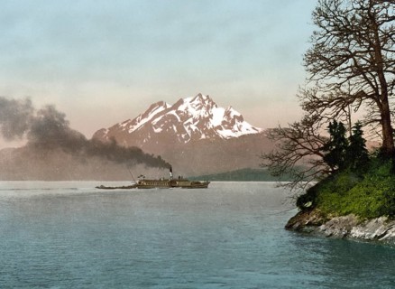 Lake Uri, Vierwaldstaettersee, Switzerland, Historical, digitally restored reproduction from a 19th