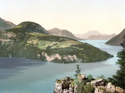 Seelisberg and Pilatus, Vierwaldstaettersee, Switzerland, Historical, digitally restored