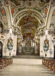 Einsiedeln, Interior of the church, Vierwaldstaettersee, Switzerland, Historic, digitally restored