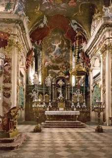 Einsiedeln, Altar in the pilgrimage church, Vierwaldstaettersee, Switzerland, Historic, digitally