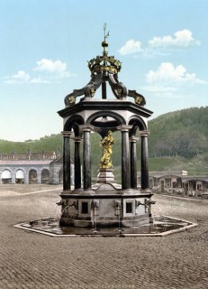 Einsiedeln, Brunnen, Vierwaldstaettersee, Switzerland, Historical, digitally restored reproduction