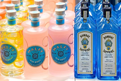 Spirits Malfy and Bombay Sapphire Gin