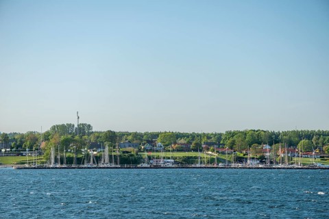 Svendborg, maritime living by the sound, marina, detached houses, forest, Fyn, island of Funen,