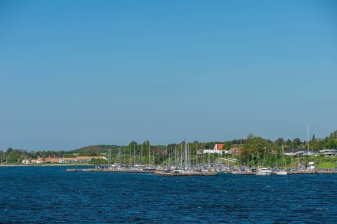 Svendborg, maritime living by the sound, marina, detached houses, forest, Fyn, island of Funen,