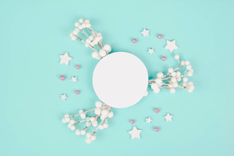 Snow covered berries, rose colored baubles, christmas holiday and new year background, wintertime
