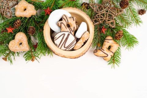 Nurnberg elisen gingerbread mix, traditional german christmas sweets with fir branches and pine