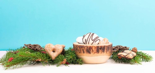 Nurnberg elisen gingerbread mix, traditional german christmas sweets with fir branches and pine