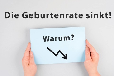 The birth rate is falling, why is standing in german language on the paper, collapse of the