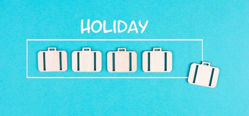 Progress bar with suitcases, holiday loading ist standing on the paper, planning a trip for the