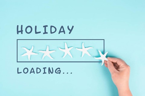 Progress bar with sea stars, holiday loading ist standing on the paper, planning a trip for the