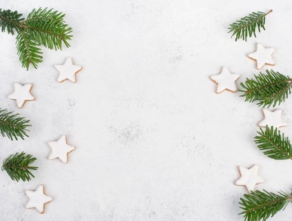 Cinnamon stars, traditional german christmas cookies, gingerbread, empty copy space