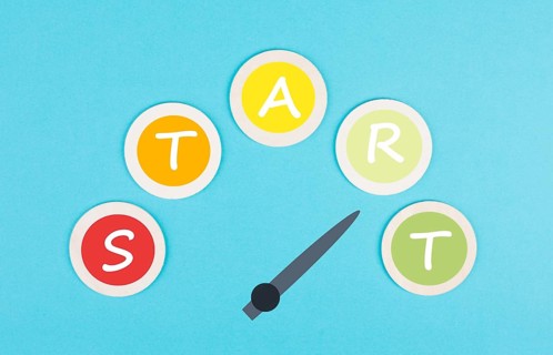 The word start stands on a tachometer, beginning a new business, plan a goal, begin a challenge,