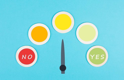 Loading bar with the words yes and no, communication symbol, business and education concept,