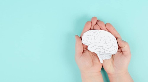 Holding a brain in the hands, Parkinson disease, Alzheimer awardness, mental disorder dementia,