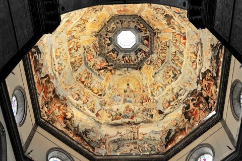 Interior view of the dome of the Basillica di Santa Maria del Fiore, Il Duomo di Firenze, Florence,