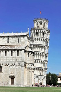 UNESCO World Heritage Site, Pisa, Tuscany, Italy, Europe, Leaning Tower of Pisa near a church,
