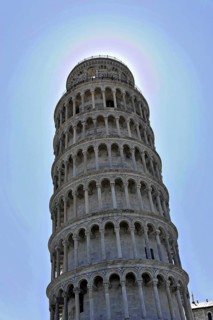 UNESCO World Heritage Site, Pisa, Tuscany, Italy, Europe, The Leaning Tower of Pisa against a light