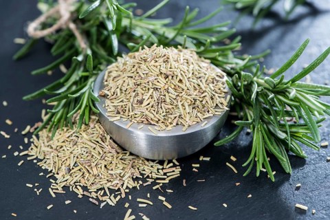 Heap of dried Rosemary (detailed close-up shot)