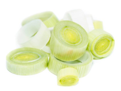 Portion of cutted Leek isolated on pure white background