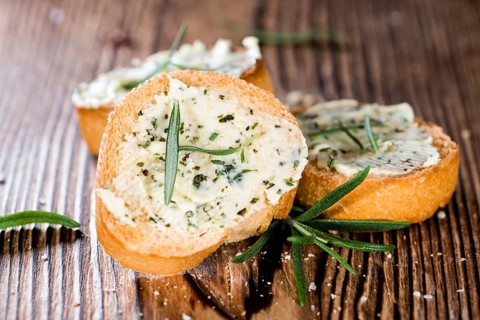 Fresh made Herb Butter Baguettes with garlic