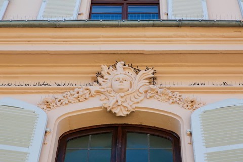 Stadion Castle Bönnigheim, detail, stone relief, window decoration, head, portrait, portrait in