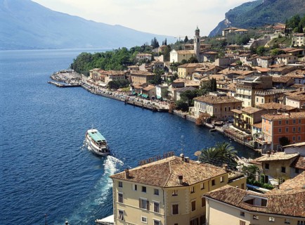 Limone sul Garda on Lake Garda, Lombardy region, Italy, Europe. Scanned 6x6 slide, Europe