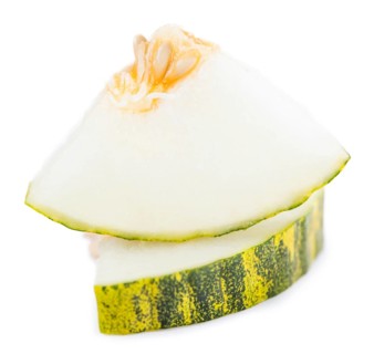 Portion of Futuro Melons (as close-up shot) isolated on white background