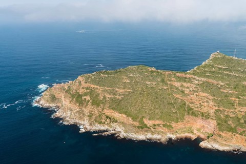 Cape Point South Africa aerial view shot from a helicopter