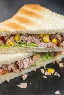 Fresh made Tuna Sandwiches (detailed close-up shot, selective focus)