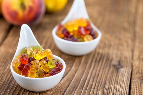 Heap of Gummy Bears (close-up shot, selective focus)