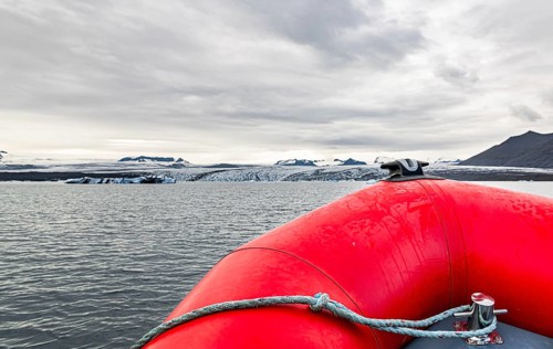Boat excursion in the Jokulsarlon Glacier Lagoon (eastern part of Iceland)