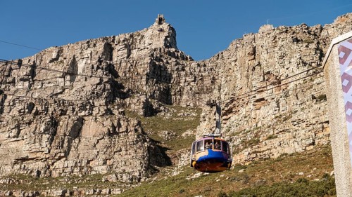 Cable car to the Table Mountain, Cape Town, South Africa during winter
