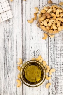 Portion of Cashew Oil (detailed close up shot, selective focus)
