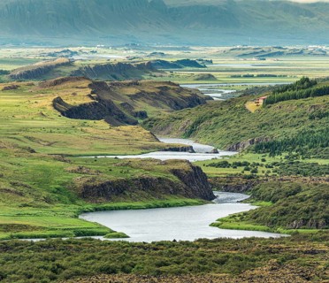 Spectacular view from the top of Grabrok Crater in western Iceland